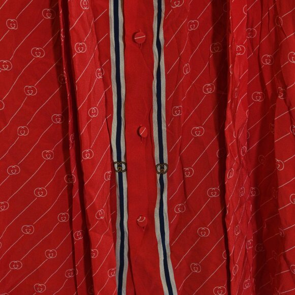Gucci Red Diagonal GG Silk Blouse 100% Silk Very Good Condition Unisex Logo - Picture 6 of 14